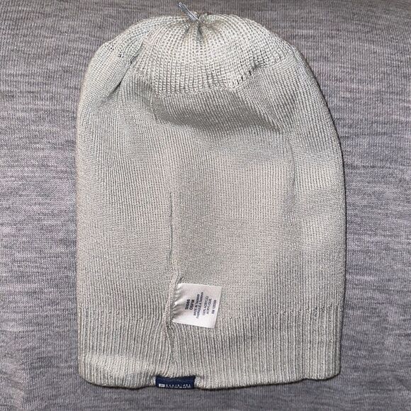 SPERRY OS Silver Navy Striped Metallic Lurex Embroidered Logo Pom Pom Hat - Picture 4 of 6